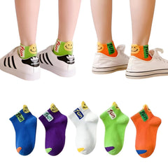 MOMISY 5 Pairs Girl Boys Tube Socks Toddlers Infant Solid Color Boat Spring and Autumn Socks Stretch Baby kids Sock (Fun, 1 Year to 3 Year)