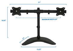 Mount-It MI-1781 Dual Monitor Desk Stand LCD Mount Adjustable Free Standing Two Computer LED Displays Stand 20 23 24 27 Inch Screen Sizes Black