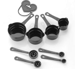 SYGA 8pcs Measuring Cup and Spoon Set, Multi Purpose Kitchen Tool, Measuring Cups for Kitchen, Measuring Cups for Baking Cake, Cake Baking Accessories, Measuring Spoons and Cups Set Black