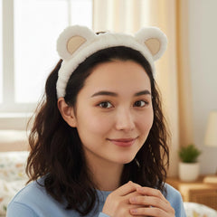 MOMISY Elastic Women's Lovely Hair Band Wash Face Spa Headband-Washable Facial Band Makeup Wrap Headbands Fits All Head Sizes (White Pink, Free)