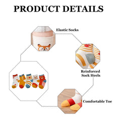 MOMISY 5 Pairs Tube Socks for Kids Toddlers Infant Baby Girl Boys (Cute Fox, 3 Year to 5 Year)
