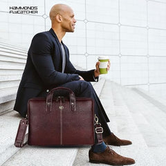 HAMMONDS FLYCATCHER Men Genuine Leather Office Bag - Laptop Bag - Padded Laptop Compartment, Fits 14 Inch Laptop - Adjustable Strap, 1 Year Warranty - Office, Travel, Daily Use - Brushwood, Brown