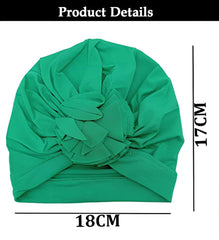 SYGA Baby Cap Naylon Cotton Flower Turban Hat Soft,Stretchable for Baby Cap 0-3 Years DarkGreen