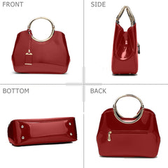 SYGA Leather Glossy Women's Bag Bride Wedding Handbag Women's One Shoulder Crossbody Stylish Bag(BURGUNDY)