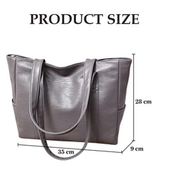 MOMISY PU Leather Satchel Handbag Tote Work | Ladies Purse | Stylish Shoulder Bag | Gift for Women (Grey)