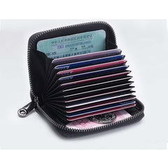 MOMISY PU Leather Credit Debit Card Holder Wallet Card Case ID Case Organizer Holder Zipper Wallet Coin Purse for Men & Women (14 Slots Brown)