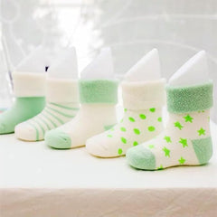MOMISY 5 Pairs Baby Girl Boys kids Tube Socks Toddlers Infant (Green, 0 year to 1 year)