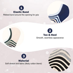 MOMISY Unisex Cotton Invisible No show Cotton Loafer Adult Socks for men & Women (Multi-colour Pack of 5)-Free Size (Stripe)