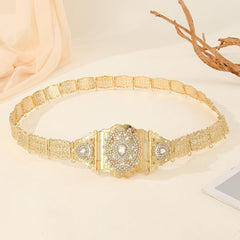 SYGA Women's Hollow Diamond Waist Chain Flower Body Waist Chain Sun Flower Cross-Border Ancient Ethnic Style Kamarband For Saree & Dress(Gold)