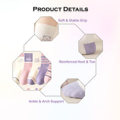 MOMISY 5 Pairs Baby kids Girl Boys Toddlers InfantmCotton Stretch Baby Socks (IN, Age, 12 Months, 24 Months, Purple Stripe)