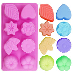 SYGA 8 Cavity Different Leaves Designs Muffins Jelly Candle Soap Silicone Mould (Colour May Vary)