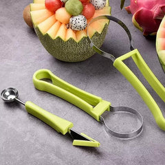 MOMISY Melon Baller Scoop Set, Professional 4 in 1 Stainless Steel Fruit Carving Tools Set,Fruit Scooper Seed Remover Watermelon Knife for Dig Pulp Separator (4 in 1 Scoop) (Green)