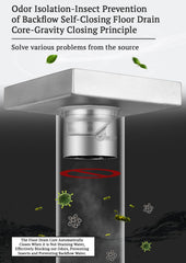 SYGA 304 Stainless Steel Square Shower Room Floor Drain Sanded Finish 15 x 15 cm
