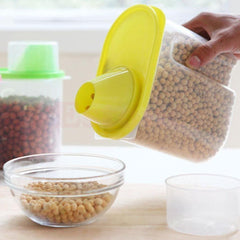 SYGA Medium Cereal Dispenser Jar 1900ml Set of 3 Multi Purpose Storage Container Idle for Kitchen-Storage Box Lid Food Rice Pasta Container(Medium,Yellow)