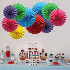 SYGA 6 Pieces of Paper Flower Fan Decoration Background Wall DIY Paper Fan Flower Ball Set Pure Color Paper Fan