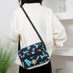 MOMISY Women Mobile Messenger cellphone Bag Ladies Nylon Shoulder Cross Body Long Strap for College, Outing, Travelling, Work (Medium, BlackLetter)