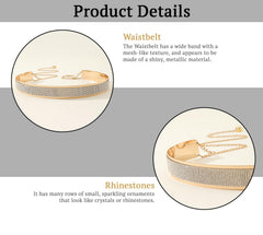 SYGA Women's Diamond Waist Chain Simple Patch Belt For Saree & Dress Decorative Girdle Metal belt(Gold)