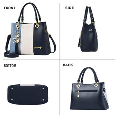 SYGA Handbags for Women with Multiple Internal Pockets in Pretty Color Combination, Women's Satchel Handbag(NAVY BLUE)