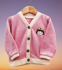 MOMISY Cotton Blend Baby Boy & Girls Sweater Jacket Front Open Cardigan (6 to 12 Months, Pink)