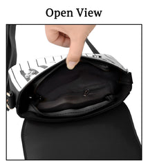 SYGA Women's Piano Purse Handbag, Black, with Strap and Zipper Closure
