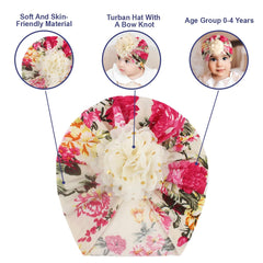 SYGA Baby Turban Hat, Toddler Beanie Cap Infant Hat 6 Month-4 Years Cotton Floral Baby Cap Headwear Unisex With Big Flower Soft Cute Hat, Multicolor