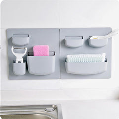 SYGA Plastic Self-Adhesive Accessories Holder, Storage Stand, Home Organizer Wall-Mounted Top 2 Holders (Medium, Grey)