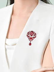 SYGA Brooch Pin Fashion Crystal Rhinestone Jewellery Pin Vintage Clothing Accessories Decoration Glass Pendant Red Brooches For Women- S248