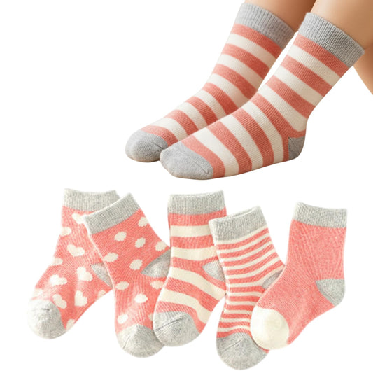 MOMISY 5 Pairs Baby Girl Boys Tube Socks Toddlers Infant Solid Color Boat Spring and Autumn Socks Stretch Baby Sock - Multicolor (IN, Age, 6 Years, 8 Years, RoseRed)