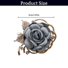 SYGA Women's Floral Brooch Pin with Rhinestones and Pearls(Blue Gray)