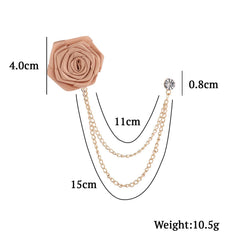 SYGA Rose Flower Brooch Pin for Men & Women,Beautiful Fashion Jewelry with Chain Design(Champagne)