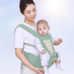 MOMISY 6 In 1 Multipurpose Baby Carrier for New Born Kid | Sling Kangaroo Bag with 6 Carry Positions & Cushioned Seat | Adjustable Carrier with Hip Seat | Carry Bags for 0 to 2 years Boys Girls (Light Green)