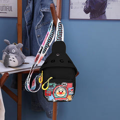 SYGA Celebrity Cartoon Canvas Small Bag Girl Children's Bag Shoulder Messenger Bag Chest Bag(Black)