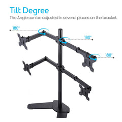 SYGA Monitor Stand Arm Desk Mount Fully Height Adjustable Bracket Ergonomic 180 Tilt, 360 Rotation & 360 Swivel Arm (Quad Monitor Stand Base Bracket)