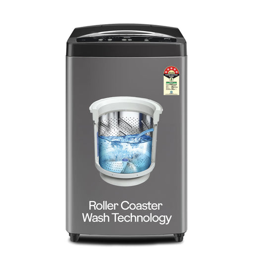 Godrej 7.5 Kg 5 Star Rollercoaster Wash Tech, Fills Tub At ~0 Water Pressure, Strong Wash Waves, Steel Drum Fully Automatic Top Load Washing Machine (WTEON ALP 75 5.0 FDTN GPGR, Graphite Grey)