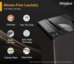 Whirlpool 6 kg Magic Clean 5 Star and Digital Display Fully Automatic Top Load Washing Machine Grey (MAGIC CLEAN 6.0 GENX GREY 5YrMW