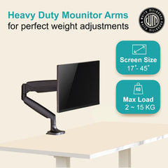 White Mulberry |DIY| Heavy-Duty Mechanical Spring Monitor Arm | Desk Mounted Monitor Stand for 17-45 Inch Monitor |16Kg Screen Capacity|VESA 75X75&100X100|Adjustable Desk Mount-(Single Screen)