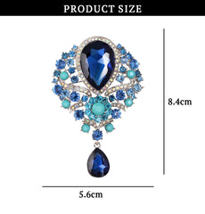 SYGA Brooch Pin Fashion Crystal Rhinestone Jewellery Pin Vintage Clothing Accessories Decoration Glass Pendant Blue Brooches For Women- S245