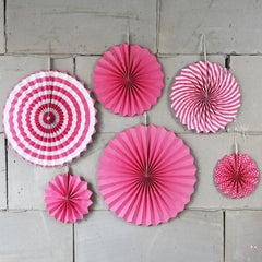 SYGA 6 Pieces of Paper Flower Fan Decoration Background Wall DIY Paper Fan Flower Ball Set(Rose Red)