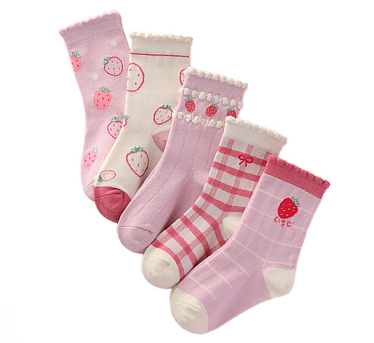 SYGA 5 Pairs Baby Girl Boy Socks, Toddlers Infant Cotton Warm Stretch Crew Length Socks Suitable For Ages 1-3Years Old Baby, Multicolor