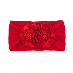 SYGA Pack Of 3 Baby Headbands Nylon Soft Strechable Bow Hairbands for Newborns, Infants, Toddlers and Kids 0-3 Years(BigRed, LightPink,WineRed)