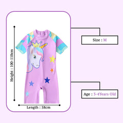 SYGA Children's Swimsuits for Girls Purple Crown Unicorn-M Size Perfect for Kids Age 3-4 Years Old (Purple)