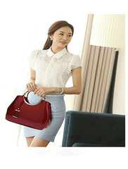 SYGA Leather Glossy Women's Bag Bride Wedding Handbag Women's One Shoulder Crossbody Stylish Bag(BURGUNDY)