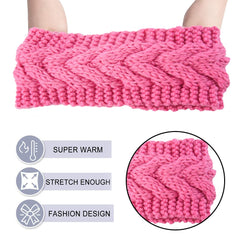 Momisy Knitted Winter Twist Woolen Warm Headband Cold Weather Hair Accessories Head Wrap Winter Designer Headbands for Women & Men- Peach