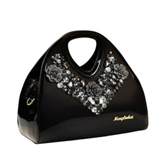 SYGA Women's Gradient Dumpling Bag – Soft Diamond-Embellished Handbag with Zipper Closure – Elegant Daily Shoulder Purse