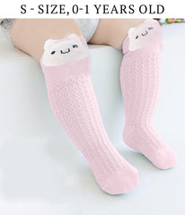 SYGA Baby Socks Boneless Over-The-Knee Thigh Socks Anti-Mosquito Long-Leg Walking Knitted Socks Suitable For 0-1 Years Old (White Elephant, Size S)