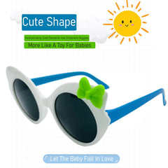 SYGA Children's Goggles Panda Style Bow Tie Sunglasses Anti-UV Lens Eyewear Kids Sunglasses (Blue Frame Pink Legs)