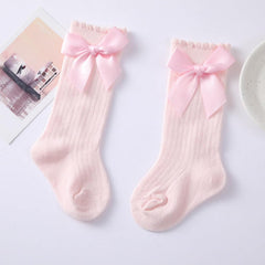 MOMISY Baby Girl's 3 Pairs of Baby Spring Winter And Autumn Combed Cotton Long Tube Knee-High Socks (RedBlackPink, 1-2Y)