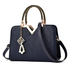 SYGA Women's Designer Handbag with Pearl Charm, Double Braided Handle, Shoulder Messenger Bag