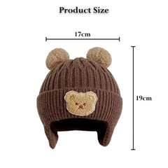 MOMISY Baby Beanie Winter Hat, Rainbow Warm Toddlers Beanies for Kids Boys & Girls Woolen Knitted Cap (6 Months - 2 Years) (Bear Brown)