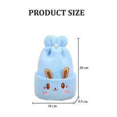 MOMISY Bunny Baby Cap, Soft Beanie Woolen Hat for Spring, Winter, Autumn, for Newborn, Infant, Toddler, Kids, Babies- 0 to 6 Months (in, Age, 0 Months, 6 Months, Blue)